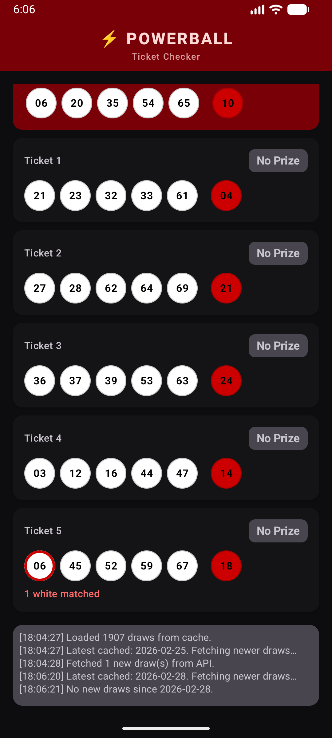 Powerball Checker Pro Ticket Results